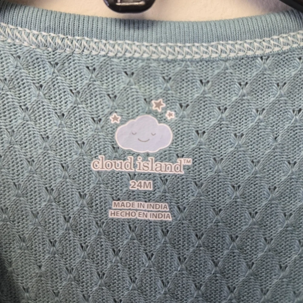 Cloud Island Long Sleeve Sweater Romper Sleeper Blue 24 Months